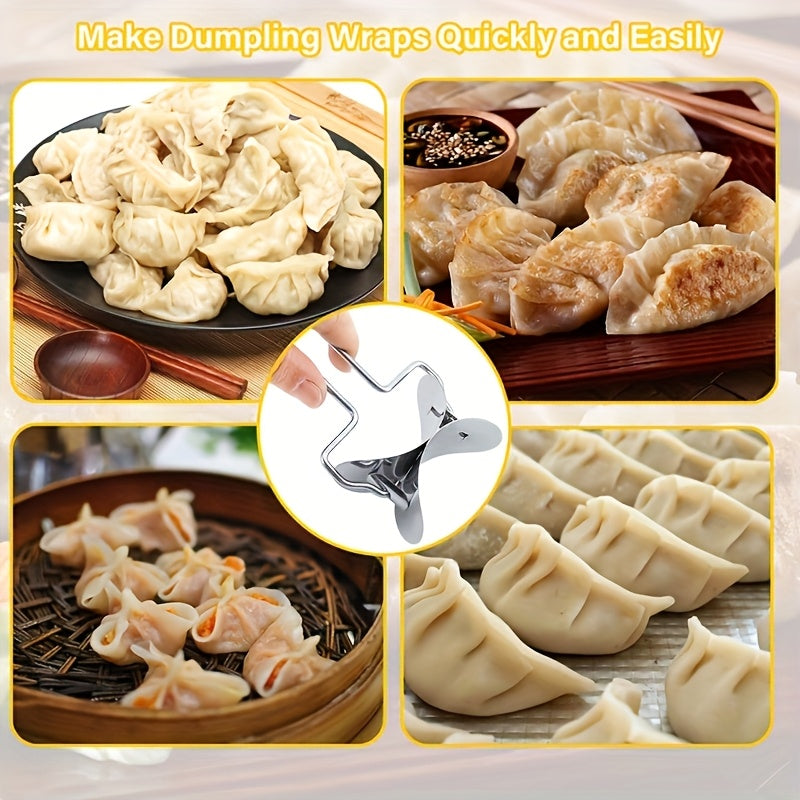 One Stainless Steel Dumpling Cutter Wheel – Dough Roller, Round Cutter for Dumplings & Buns, Ravioli Pasta Cutter, Manual Rolling Cutter – Easy Dumpling / Bun / Noodle / Pastry / Cookie Making