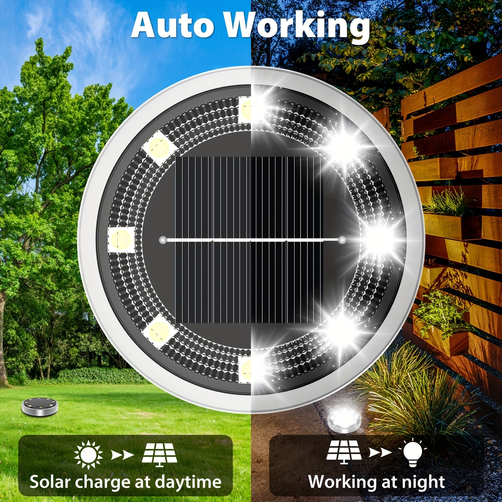 4/5/6/10/12/20pcs 8LED Super Bright Solar In-Ground Light (Regular/Mini Style) Outdoor IP44 Solar Powered Ground Light, Perfect for Garden, Backyard, Stairs, Pool, Walkway, Driveway, Pavement, Flower Bed, Auto On/Off, Easy Installation