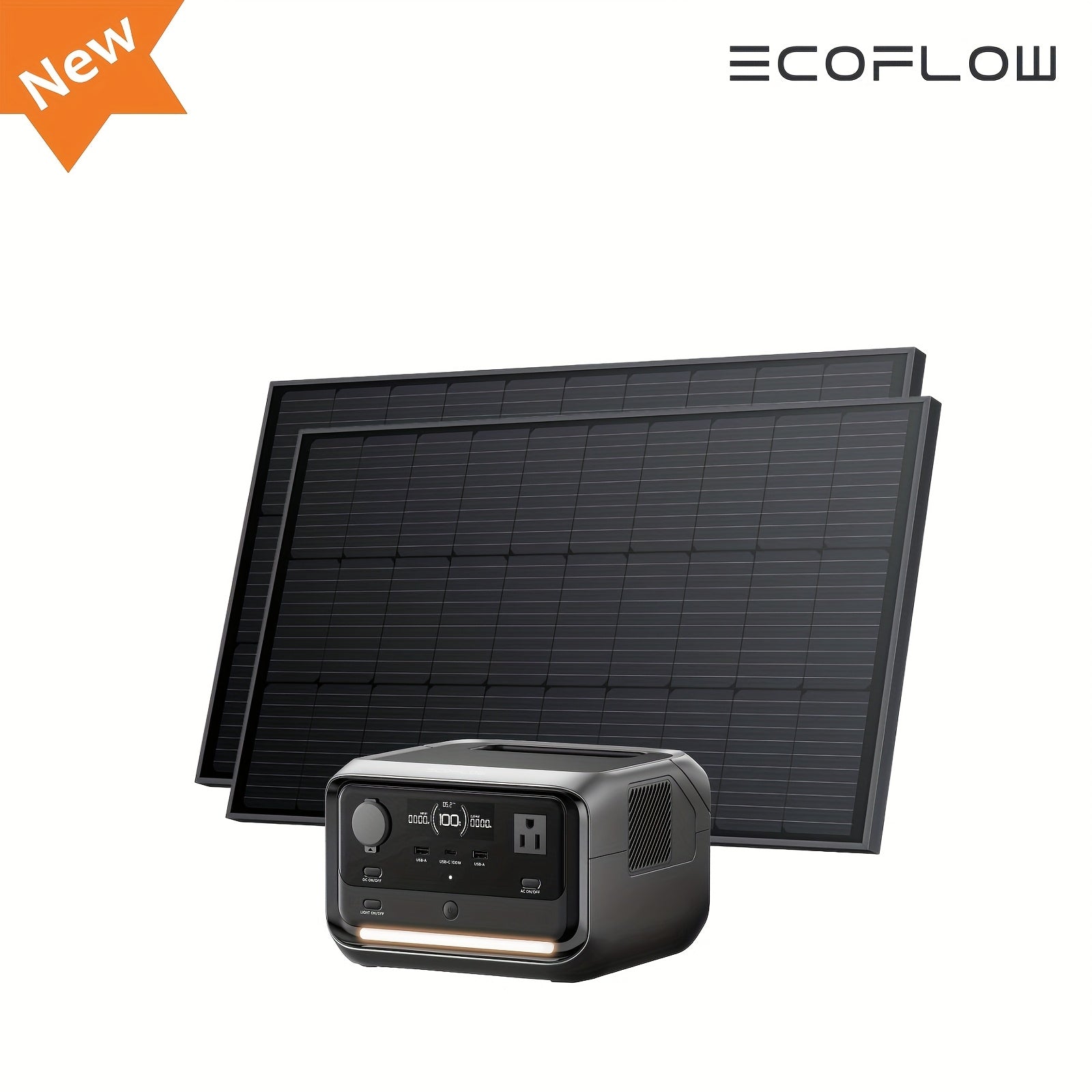 ECOFLOW River 3 Plus 270行動式電源站，配備45W/60W/100W太陽能板（可選SKU），268Wh LiFePO4電池，最大輸出1200W，3個交流插座，1小時快速充電，靜音<30分貝，可擴充套件至840Wh - 適合家庭、應急及戶外使用