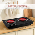 Portable Electric Hot Plate, 1800W Glass Double-Sided Countertop Stove, Dual-Control Stainless Steel Infrared Electric Stove, Small Electric Cooker, Ideal for Home, Dormitory & Office