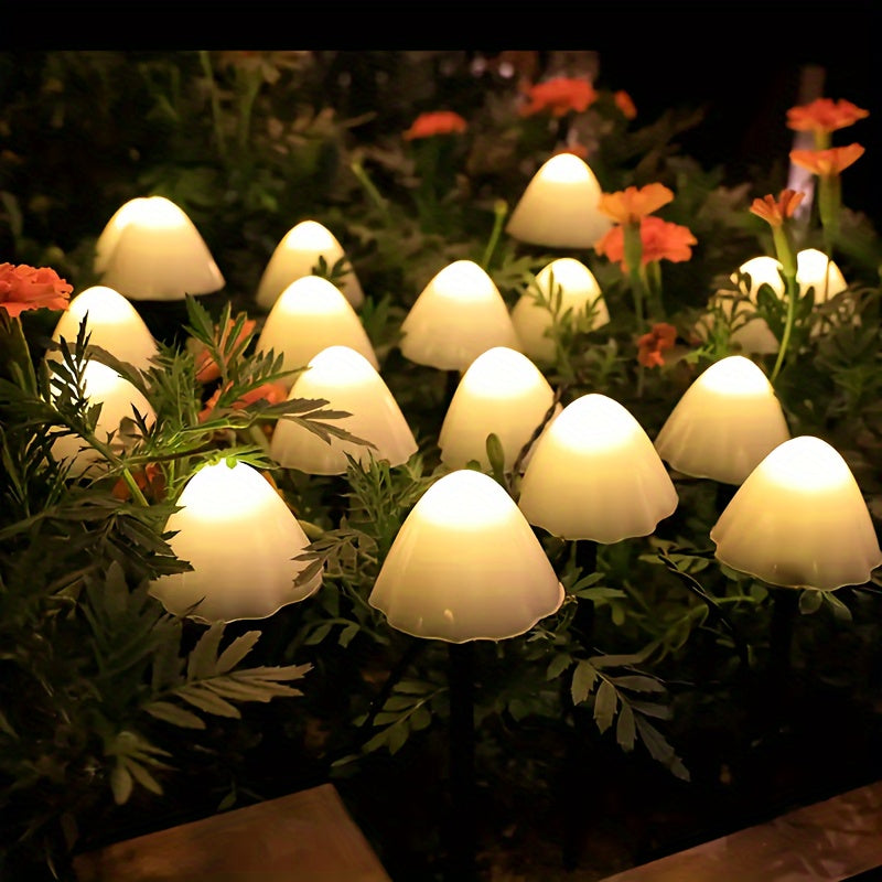 Outdoor Solar Mushroom Light Garden Decoration, Mushroom Shape, 8 LED Lighting Options, Plastic Material, Space Theme, Rechargeable Nickel Battery, No Remote Control - Warm White Light, 2026 New Mushroom Light