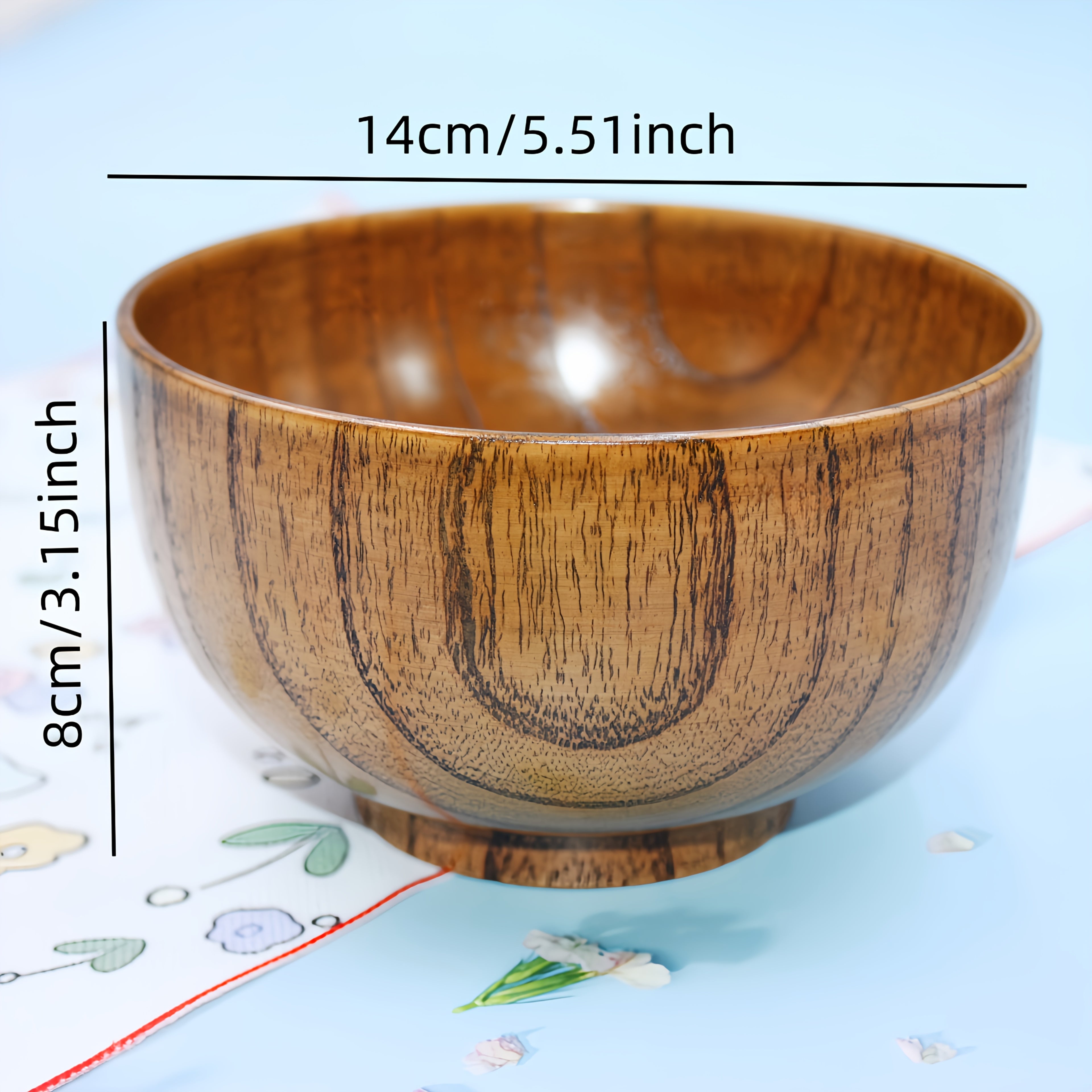 Japanese Vintage Solid Wood Bowl – Anti-Scald Protection for Home Use, Travel & Takeout Camping Drop-Proof Bowl, Kitchen Utensil – Rice Bowl, Noodle Bowl, Soup Bowl, Salad Bowl, Fruit Bowl, Jam Wooden Bowl