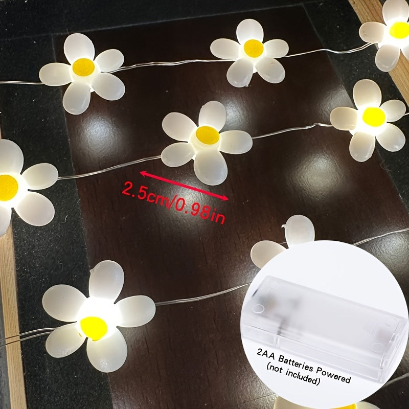 花朵花环灯串适用于节日派对花园装饰仙女灯花朵铜线灯（不含电池）