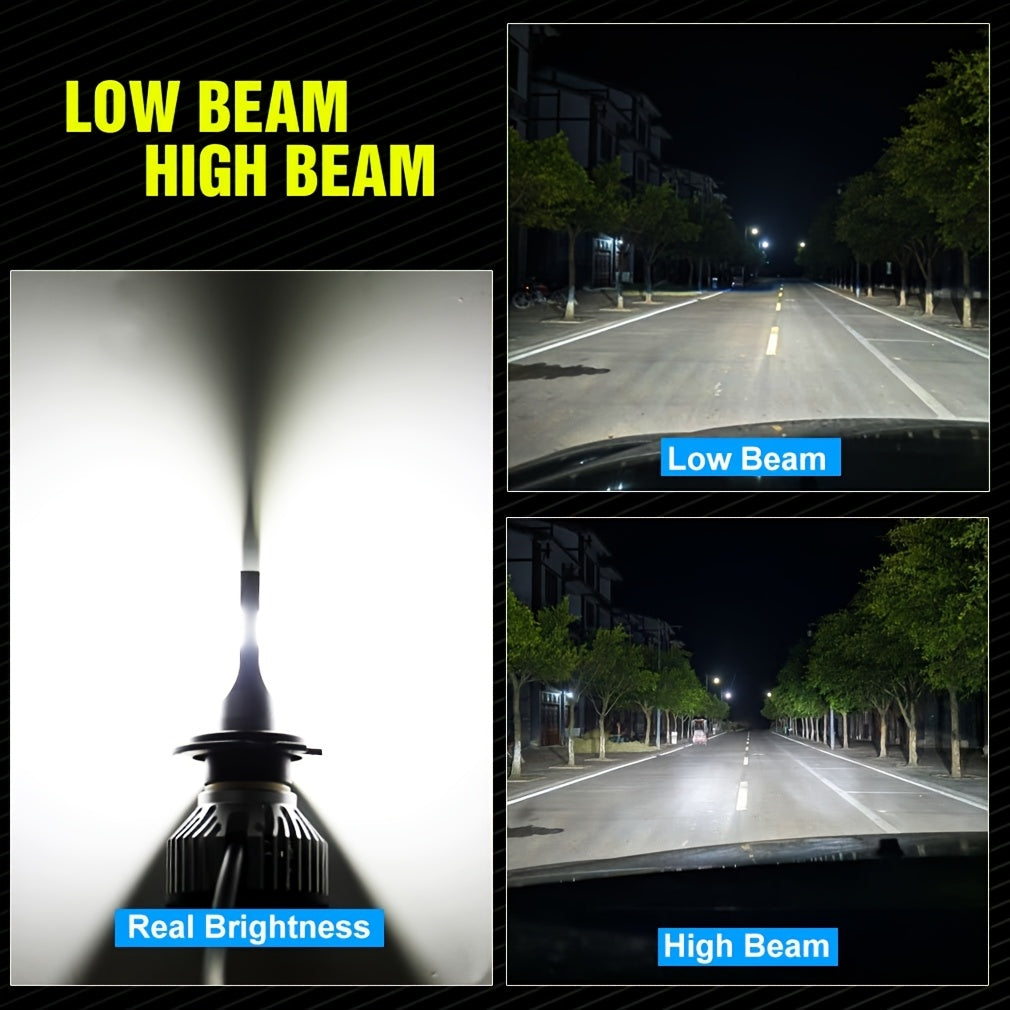 EXstorm 2-Pack 15000 Lumens H4 LED Car Bulbs H7 H8 H11 H1 9005 9006 HB3 HB4 LED Headlights Mini Car Light 12V 6000K White Light