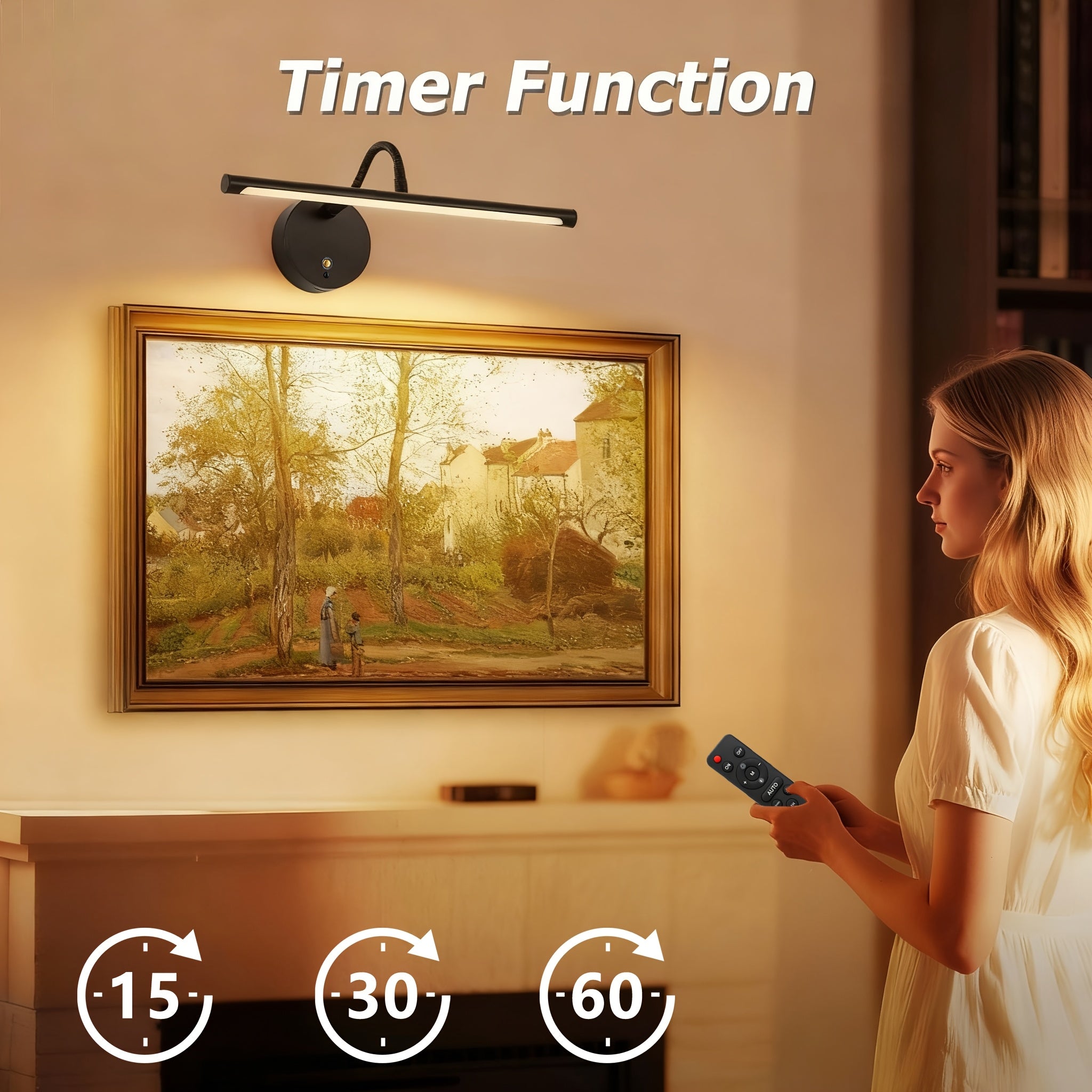 LED Art Picture Light, Rechargeable Remote Control Wall Picture Light, 3-Color Adjustable Color Temperature, Magnetic Installation, Optional Black/Gold Housing – Suitable for Wall Washing, Photography, Murals, Artwork and Display Lighting