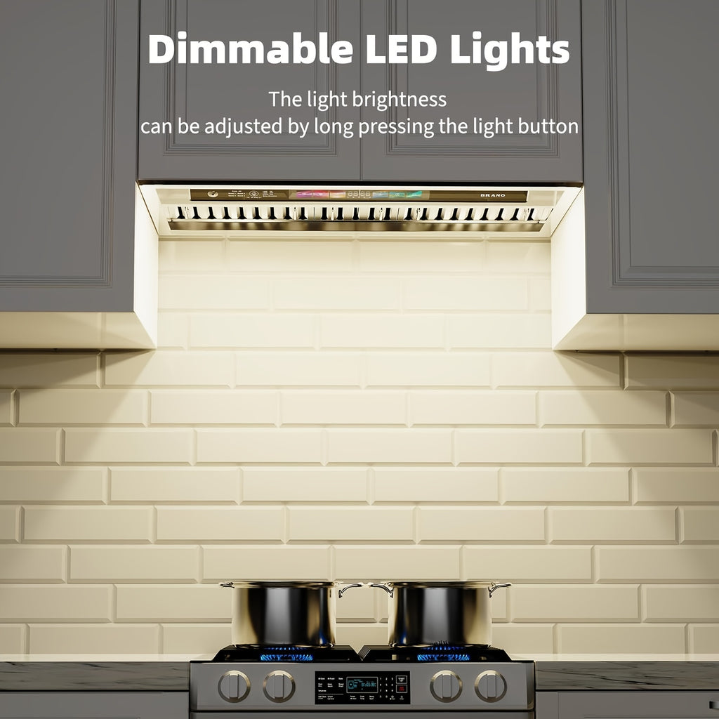 Built-In Range Hood with Voice/Gesture/Touch Control, 900 CFM Airflow, 4-Speed Exhaust Fan, Memory Mode, Adjustable Lighting, Convertible Ducted/Ductless Installation