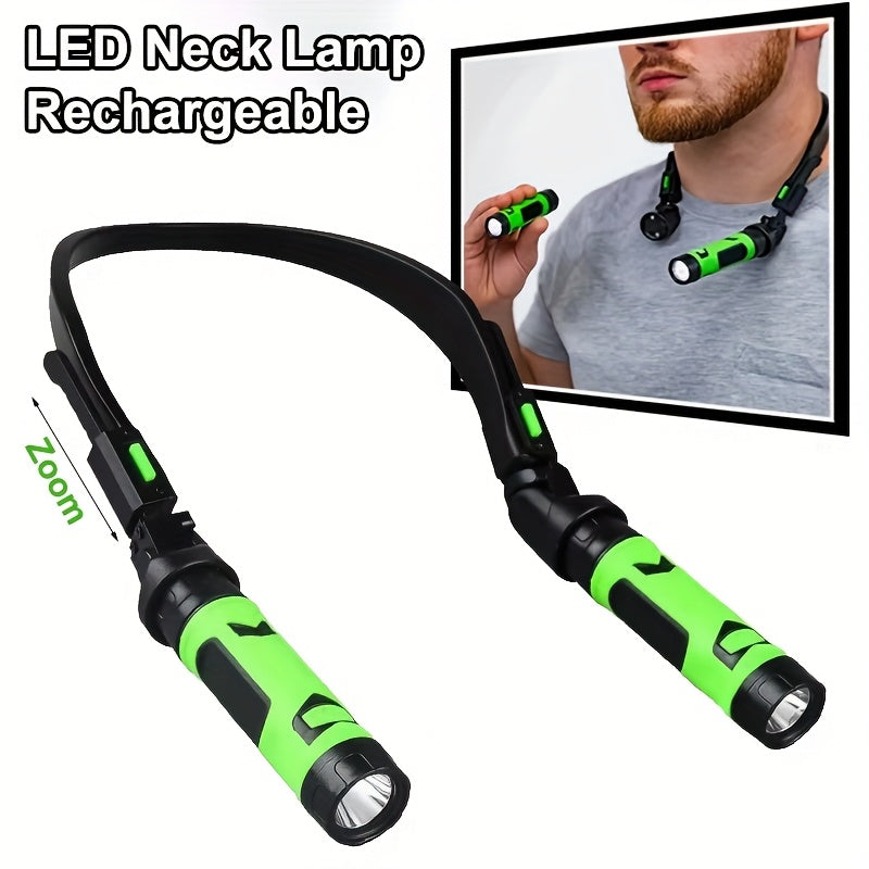 1PC MACROCOSM Hands-Free LED Neck Flashlight USB Rechargeable 380 Brightness Headlight 120° Adjustable Gooseneck Portable Light for Camping Hiking Running Dog Walking