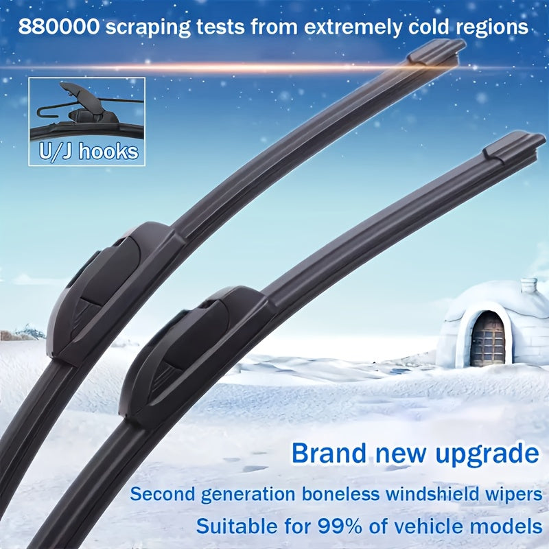Bracketless Wiper Blade, Fits U/J-Type Hooks, High-Quality Silent & Durable, All Sizes Available. Enhances Rainy Day Visibility