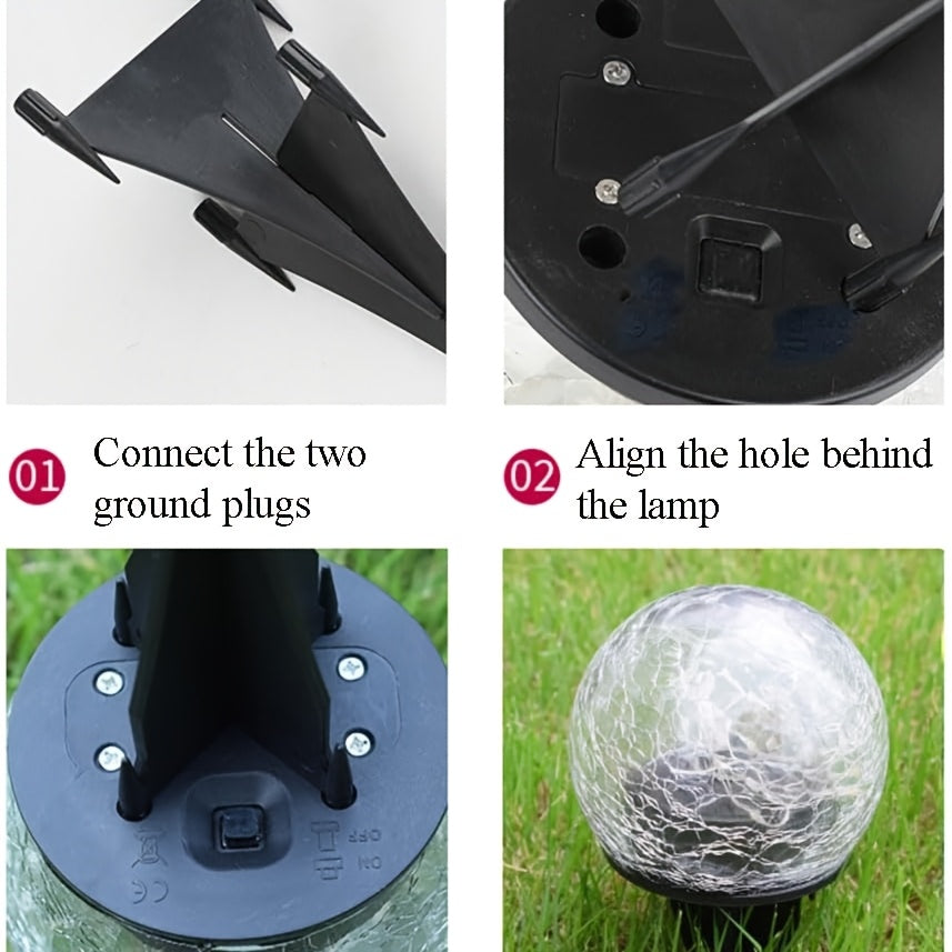 Solar Cracked Glass Sphere In-Ground Light, Outdoor Courtyard Lawn Ground Insert Light, Indoor Tabletop Ambient Decorative Light, Waterproof Landscape Light, 2-in-1 Solar Powered Night Light