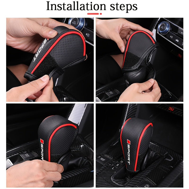1 PU Leather Shift Knob & Boot Cover - Ergonomic Anti-Slip Grip, Breathable Design, Durable & Easy-to-Clean Gear Shift Protector, Suitable for Sedan/Truck/SUV, Easy Installation