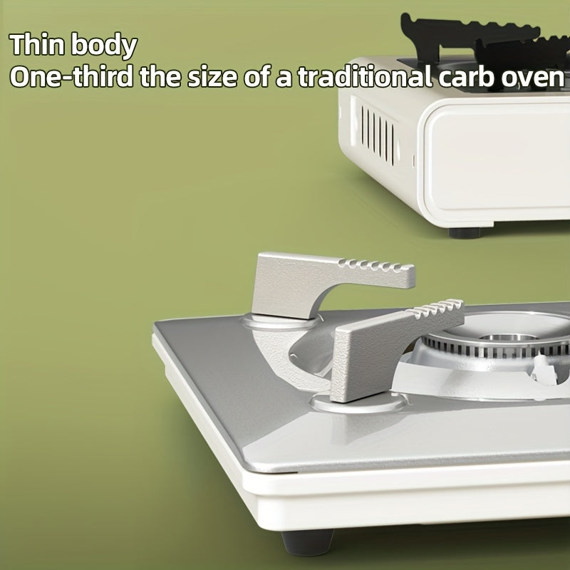 Ultra-Thin 3500W White Butane Stove with Portable Storage Case, Safety Lock & Piezo Ignition - Home Stainless Steel Kitchen Burner, Perfect for Gas Stove Use/