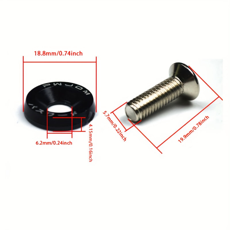 100pcs Aluminum Alloy M6×50 Car Modification Decorative Bolts, Fender/License Plate/Engine Bay Decorative Nuts, Multiple Colors Available, DIY License Plate Fasteners for Car Modification