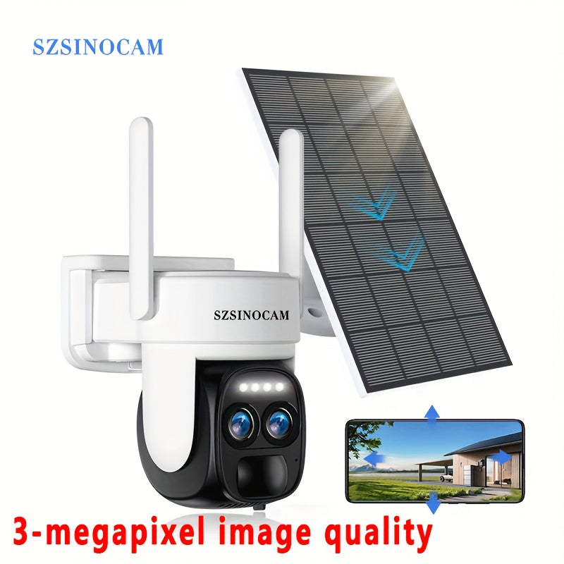 Outdoor Safety High-definition Night Vision, Home Security Camera, with Solar Power, WiFi Connection, PIR Motion Detection, Outdoor Home Monitoring Light Alarm, Two-way Audio, Wireless Security Camera, Suitable for Gardens, Front Doors, Rating IP66