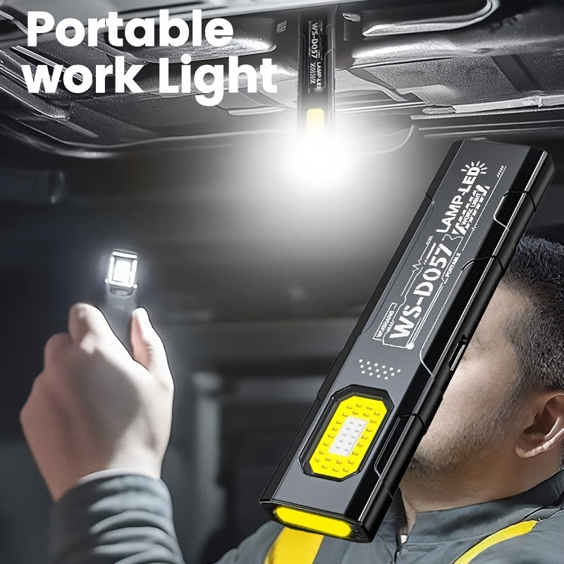 1 Mini LED Keychain Flashlight, Portable Torch Light Pocket Hands-Free Work Light, USB Rechargeable High-Brightness Floodlight with Side Light & Clip, Ideal for Emergencies, Fishing, Maintenance & Holiday Gift