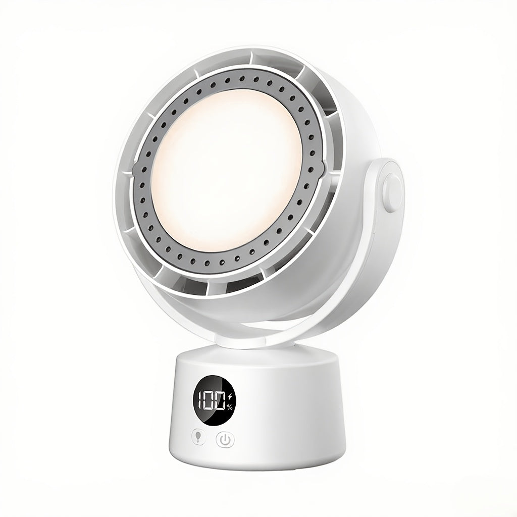 Smart Leafless Air Circulation Fan with Timer, LED Light and Aromatherapy Function - 6 Speed Levels, 360° Adjustable Lighting, Auto Left-Right Oscillation, Manual Tilt Adjustment, Built-In Hook, Hanging Use for Desktop Home Bedroom Travel