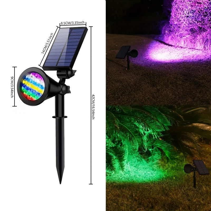 1 set 18-LED solar outdoor tree light, 18-LED home garden landscape spotlight, courtyard tree lighting, IP44 hallway ambiance path light, suitable for landscape lighting in gardens, yards, avenues, trails, sidewalks and other scenes