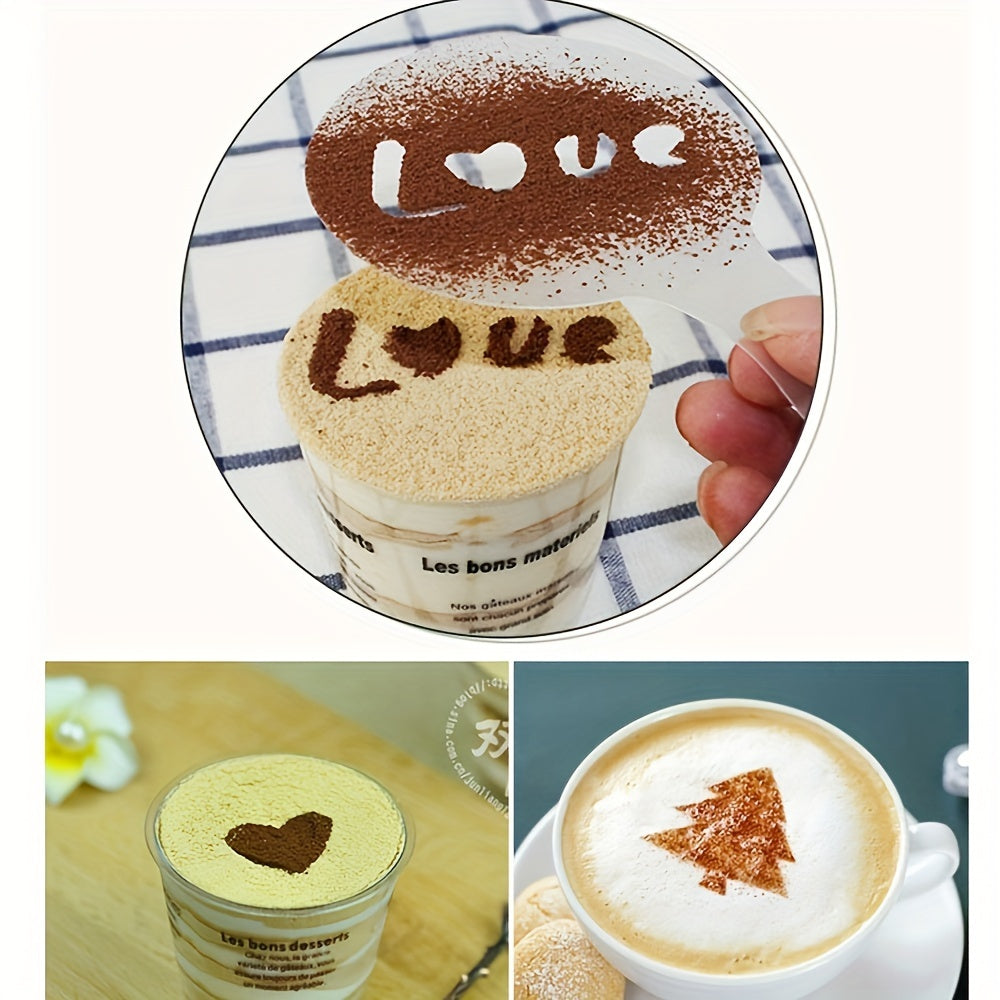16PCS Coffee Stencil Art Templates - Printing Patterns for Coffee, Milk Cake & Cappuccino, Cake Drawing Stencils, Home Kitchen Baking Supplies