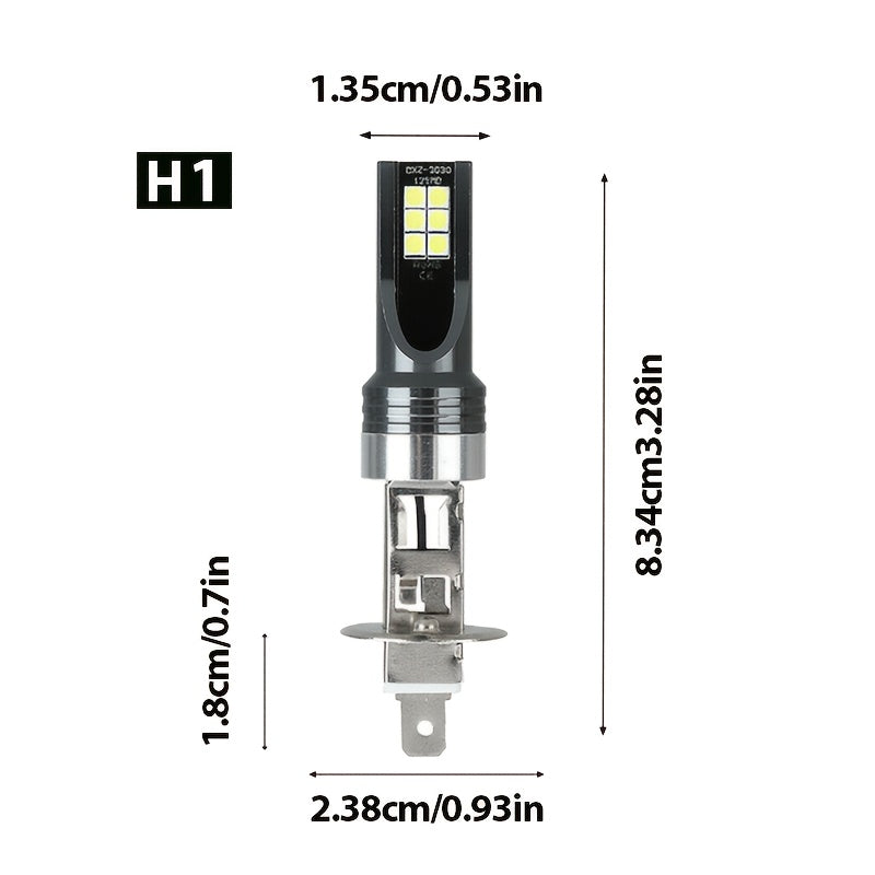 2Pcs H1 LED Headlight Bulbs, Super Bright 1:1 Mini Size Car Light, No Adapter Plug-and-Play, High Power 6500K White Light Canbus H1 Fog Light Bulb, No Battery Included