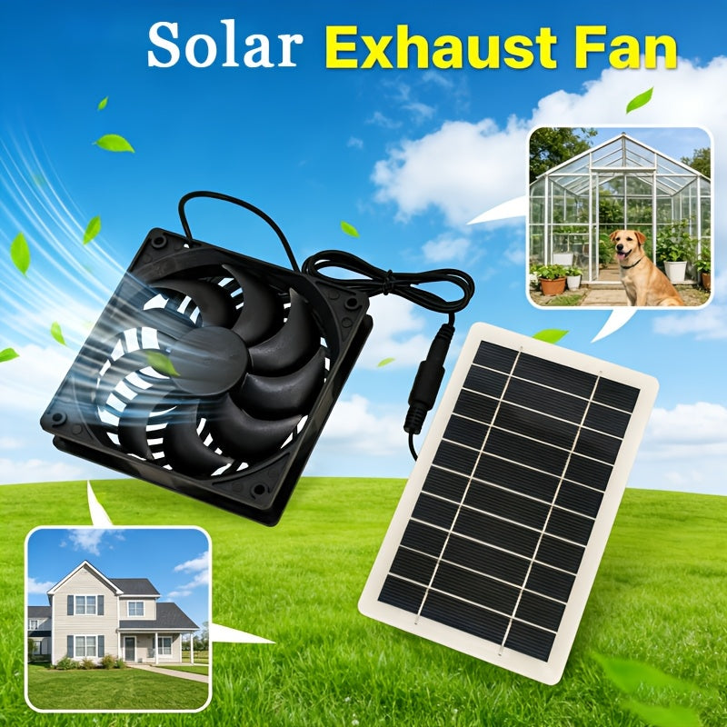 2W Portable Solar Fan, Solar Panel Fan Kit, Solar Powered Dual Fan Ventilation System, Specially Designed for Chicken Coop, Rabbit Hutch, Pet Shed, Greenhouse Air Purification, Tent, RV and Outdoor Workshop, Enhance Air Circulation