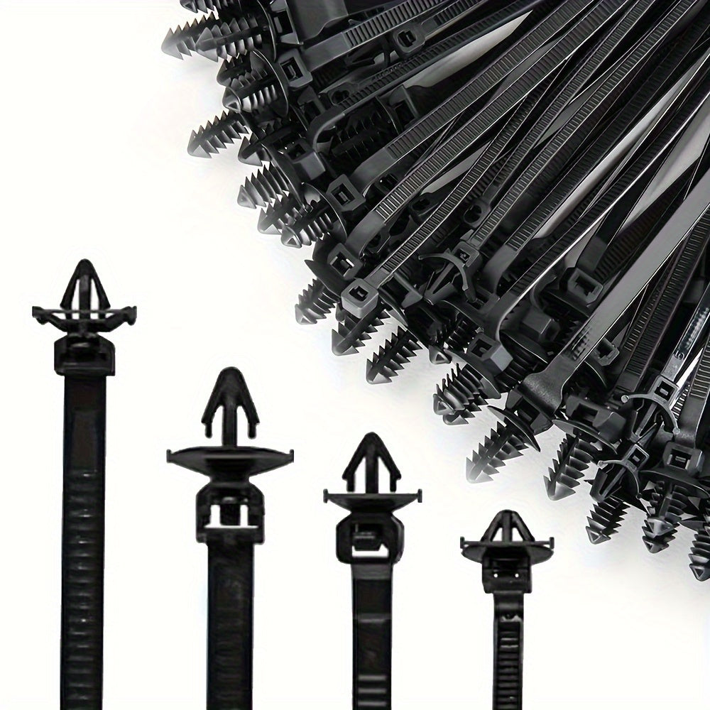 130-Piece Wire Harness Retaining Clip Assortment, Includes Convoluted Tube Cable Ties, Hose Clip Clamps, Fuel Line Brackets, for Secure Installation of Wiring Harnesses in Honda, GM, Mazda & More, Harness Clamps, Cable Management Clips