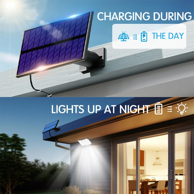 1-Piece 234 LED Split Solar Light, Outdoor Solar Wall Light, Human Shape Detection Lighting, Adjustable Modes and Angle, Motion and Light Detection, Street Light, Suitable for Garden, Path, Entrance, Roof, Patio and Emergency Lighting