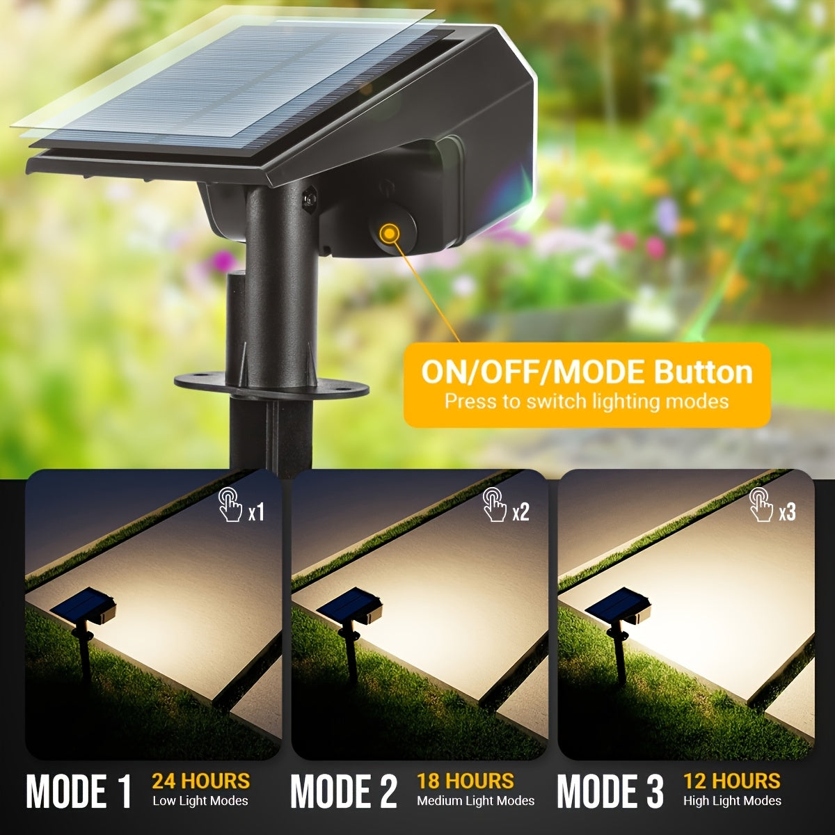 12/2-Piece Solar Outdoor Light Garden IP65 Waterproof 3 Lighting Modes Solar Spotlight Christmas Decoration Outdoor Accent Light Landscape Solar Light Outdoor Courtyard Landscape Lighting Suitable for Garden, Courtyard, Camping