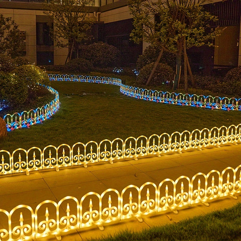 8-Piece Outdoor Solar Fence Light, Solar/USB Dual Power Supply, Warm Light / Color Light Optional, Suitable for Friend Gathering Decorative Atmosphere Light, Valentine's Day Decoration, Proposal Arrangement, Shop, Patio