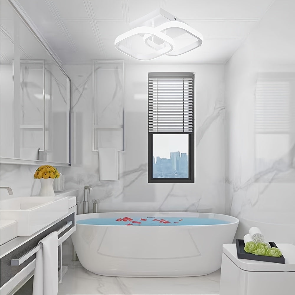 Premium creative square bedroom ceiling light, living room lighting fixture, modern minimalist European and American style three-color changing ceiling light, stylish double-sided ceiling light, energy-saving and durable