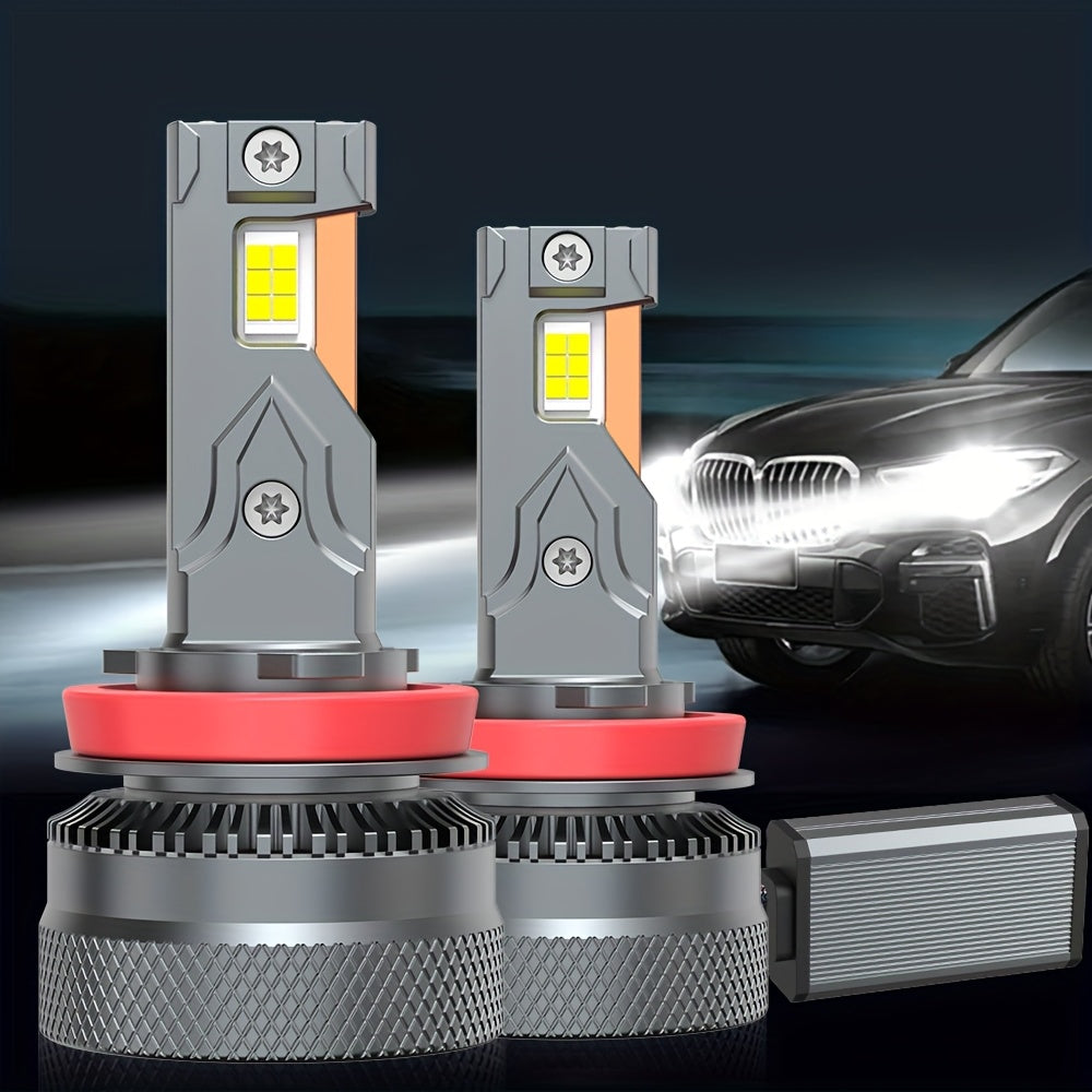 2pcs Super Bright H11 LED Headlight Bulbs H4/9003/HB2-QF003 H7/H18/H1/9006/HB2/H11/9005/H16/H9/9012, 6500K, 800% Brightness, 43000 Lumens, with External Driver Canbus Plug-and-Play
