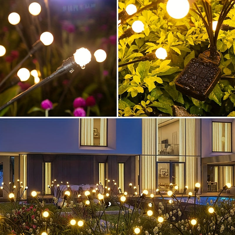 8 Pack Solar Firefly Light, Solar Courtyard Light, 8 Sets 64 LED Solar Outdoor Light, Outdoor Decorative Light, Solar Swaying Light, Firefly Light for Courtyard Pathway Outdoor Decoration, Large Bulb Solar Swaying Light, Lawn Decoration