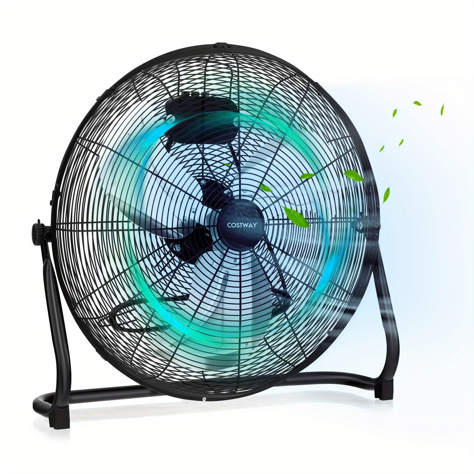 Life Star 20" High-Speed Industrial Floor Fan - 3-Speed Heavy-Duty Air Circulator, 145° Adjustable Tilt, Metal Aluminum Blades, Portable with Handle & Rubber Feet, for Warehouse/Garage/Basement (Black), Durable Build