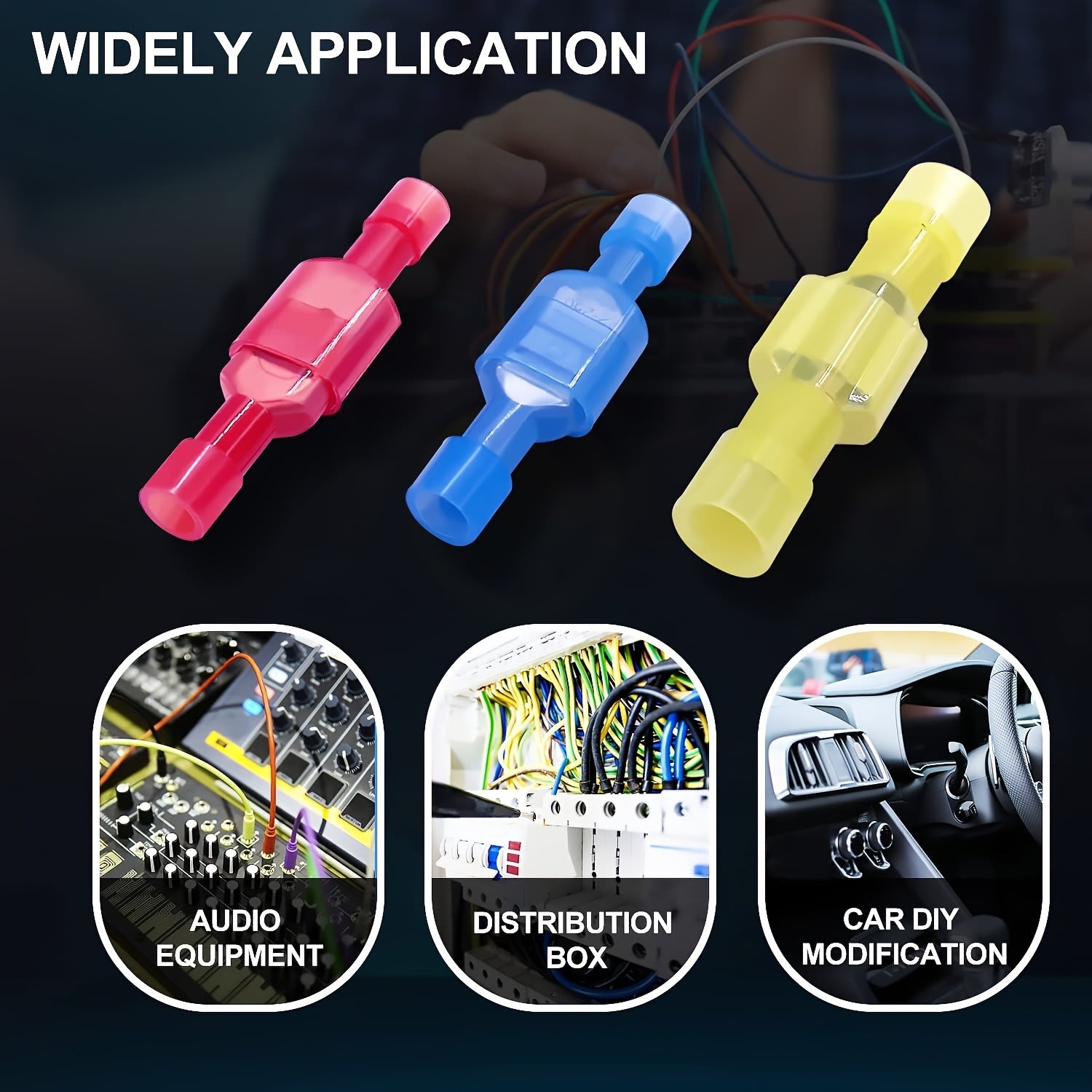 100/80/60pcs Nylon Spade Electrical Wire Connectors | 22-10 AWG Fully Insulated Terminals, Male & Female Crimp Connector Kit for Speaker Car Stereo Wiring, Industrial Quick Connect/Disconnect Wire Assortment, Red Blue Yellow Color