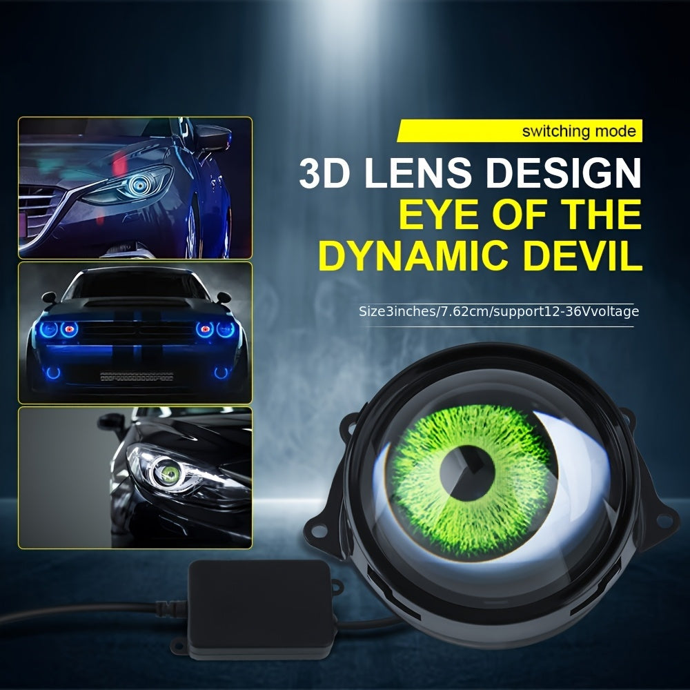 Opra 1 Piece Universal Car Dynamic Evil Eye LED Light 3 Inch 12-36 Volt Upgrade Modification Kit for 33 Vehicle Models Car Ambient Light