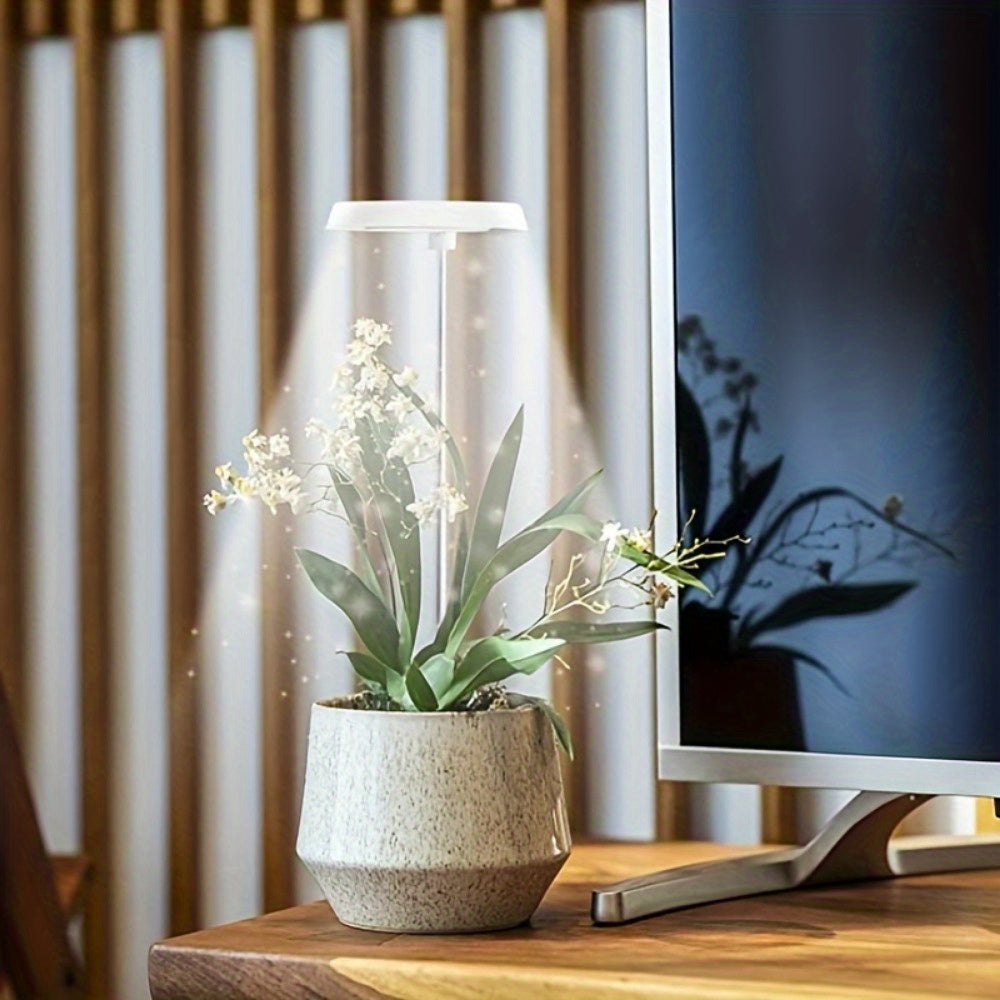 1个装 全光谱 LED 植物生长灯，适用于室内植物，高度可调节，带自动定时器和4种亮度级别可调光 - 低电压操作（低于36V）植物灯，适用于迷你盆景、香草、多肉植物、幼苗