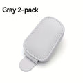 2-Piece Magnetic PU Leather Car Sun Visor Glasses Holder with Card Slot – One-Hand Operation Design, Driver Side Interior Accessory, Gray & Black, Simple Snap Closure, One-Click Grip