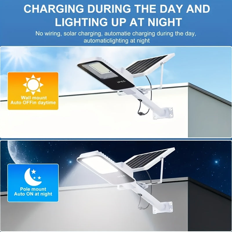 1/2/4 Pack Remote Control Solar Street Light, 6000mAh Waterproof IP65, 6500K Dimmable 345 LED Outdoor Solar Light Perfect for Garden, Patio, Garage, Courtyard, Walkway, Street, Easy and Simple Installation, Freely Combinable