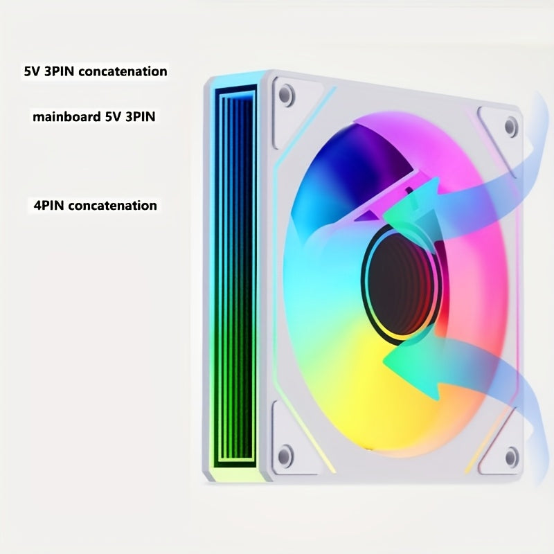 12cm Silent PC Case Fan, ARGB 5V 3Pin Mirror Style Cooling Fan, Air & Water Cooling Chassis Ventilation Fan