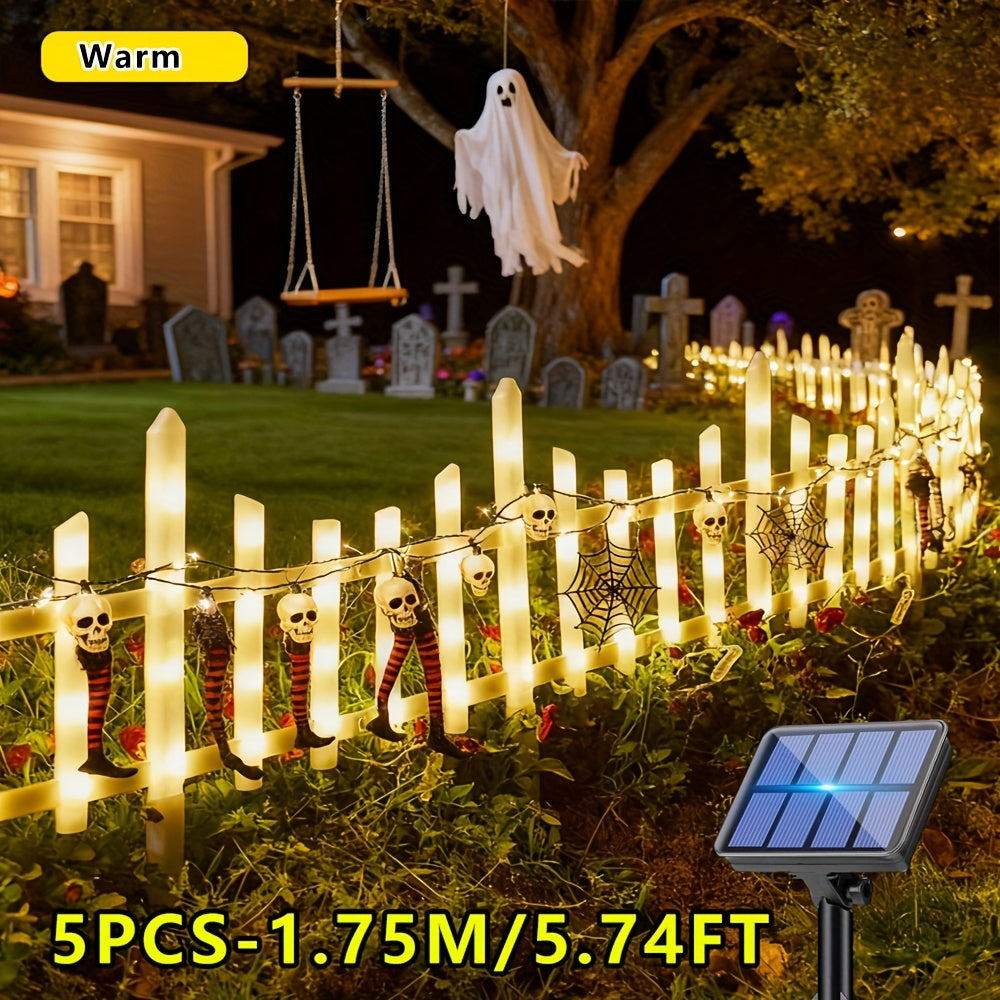 Solar Outdoor Light, 5/8/10-Piece Options, Spring Garden Decorative Fence String Light, 20 Flashing Modes, Ultra-Long Battery Life 3600mAh Lithium Battery, Suitable for Lawn, Path, Christmas Atmosphere and Birthday Scenes