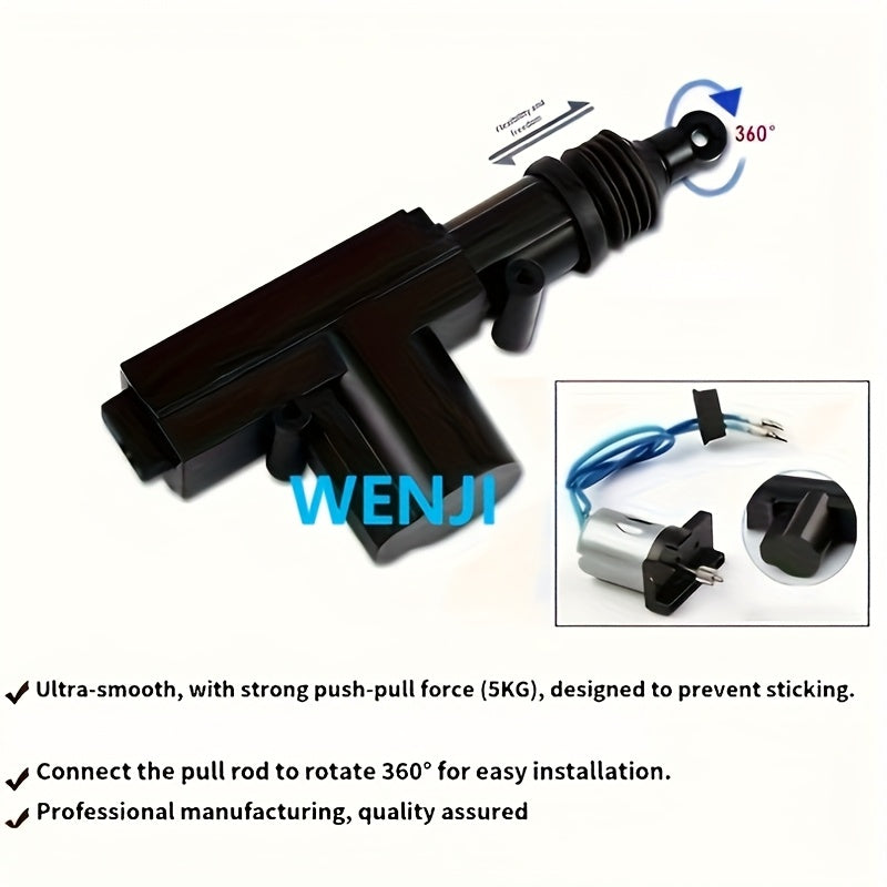 Car Central Lock Set (2 Pieces), with 2-Wire Motor, Compatible with 12V/24V Power System, Gun-Type Design, Battery Not Included