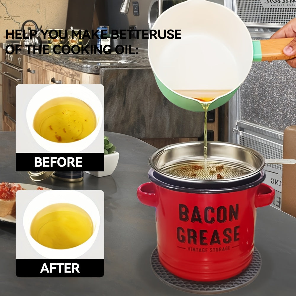 1/6Pcs Enamel Oil Pot Set, Large Capacity Condiment Container, Oil Filter Bottle, Food Fresh-Keeping Storage Can, Bacon Grease Container,, High Temperature Resistant Direct Fire Use, Outdoor Travel Cookware, Handmade Gift Option