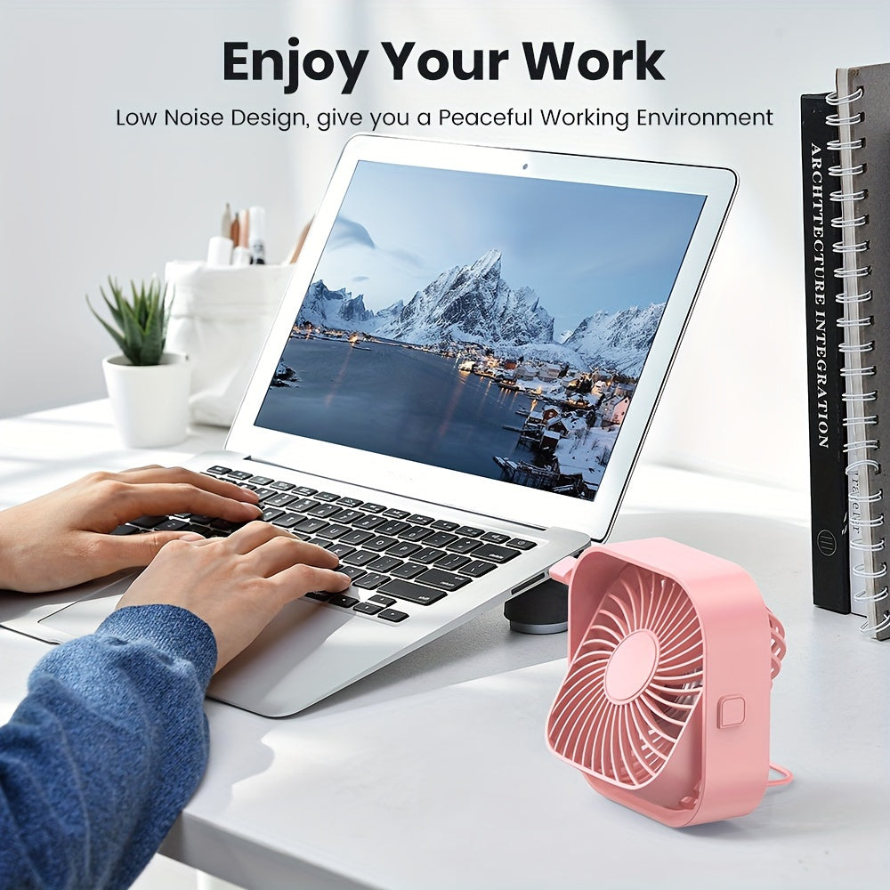 RV Fan, TOPK K51 Mini USB Desk Fan, Premium Brushless Motor, Quiet Operation, High Airflow, Elegant Design, Perfect for Bedroom or Personal Use on Small Tables