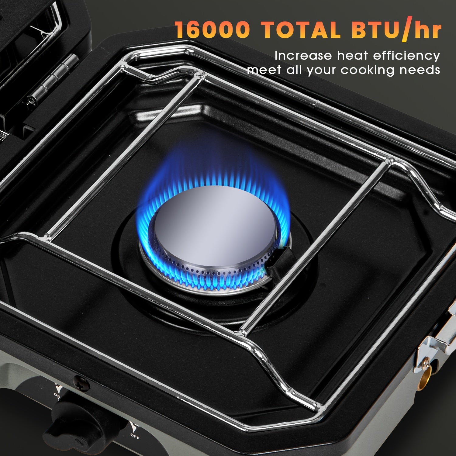 Dual-Burner 17,000 BTU Propane Camping Stove, Portable Folding Gas Cooktop with Adjustable Flame Control & Piezo Ignition, Includes Carry Bag & Griddle, Ideal for Camping, BBQ, Tailgating