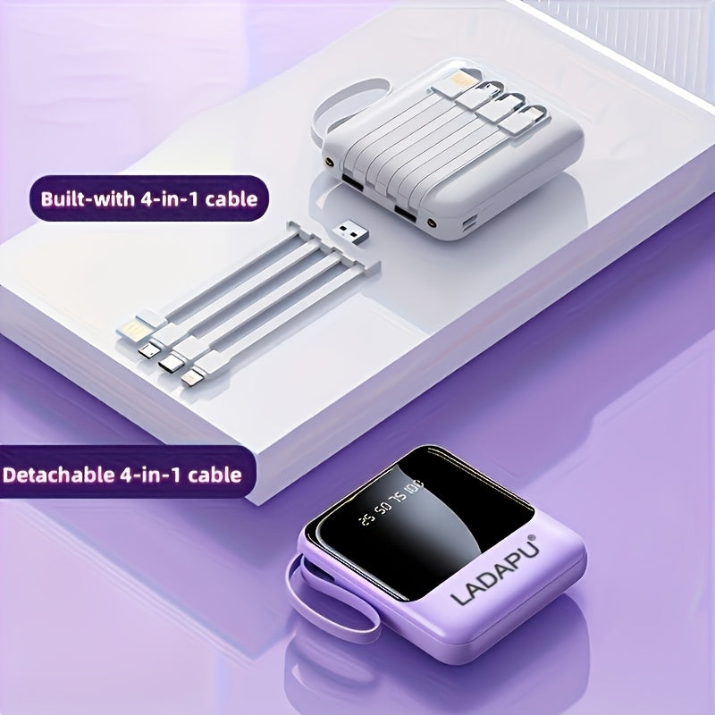 「10000mAh 大容量小尺寸，超大功率！這款迷你行動電源內建四合一多功能充電線，支援 5W/15W/22.5W 超級快充，非常適合旅行商務時使用，隨時保持您的裝置電量充足。」