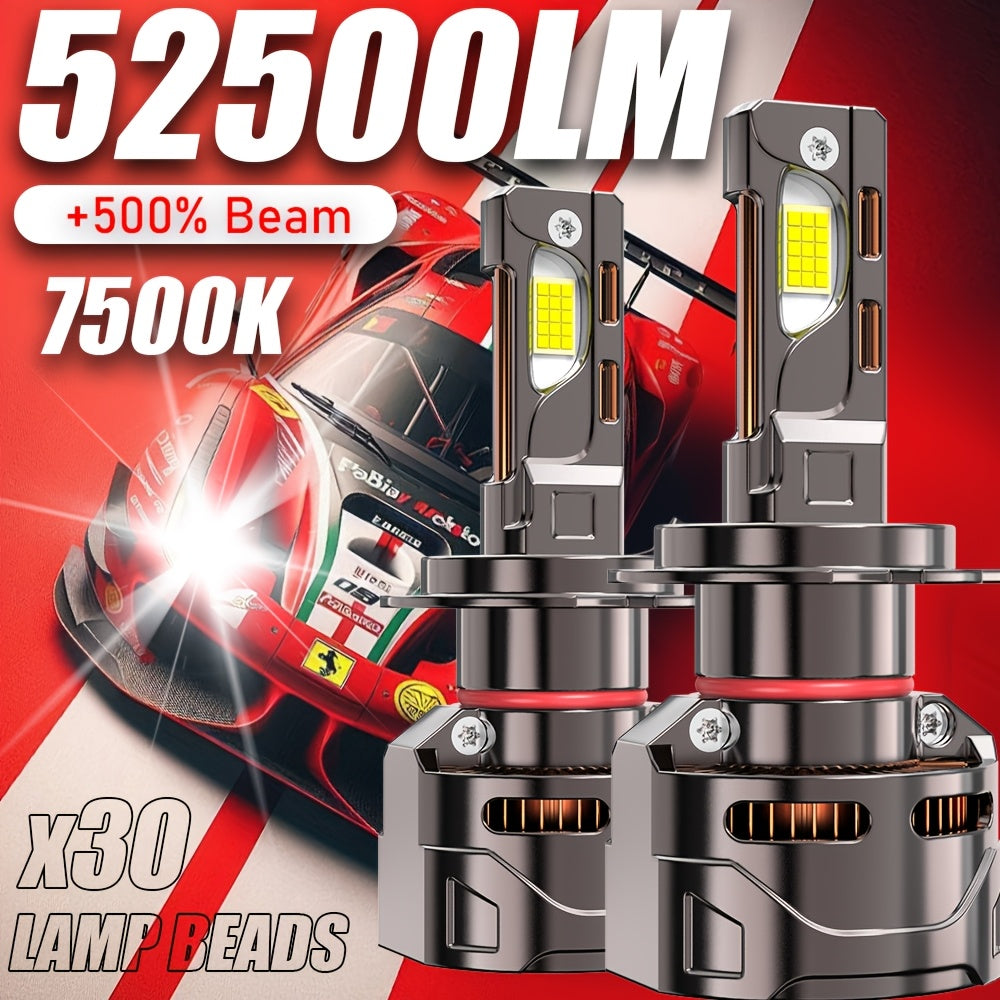 2-Pack H4 H7 9005 9006 H11 H1 H13 Headlight LED Car Headlights, 500% Super Bright, Canbus External Driver, 52500LM, Ultra-Long Life Fast Cooling Fan - B13, No Battery Included