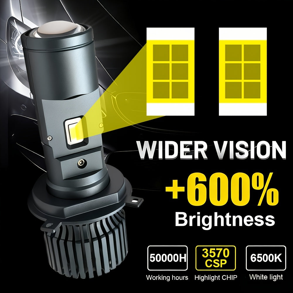 Automotive 2PCS LED Car Lights - H4/9003/HB2 - 59800LM, 350W High/Low Beam, 6500K Cool White Light, Suitable for Various Environments, Ultra-High Cooling Fan, Plug-and-Play, No Battery Needed