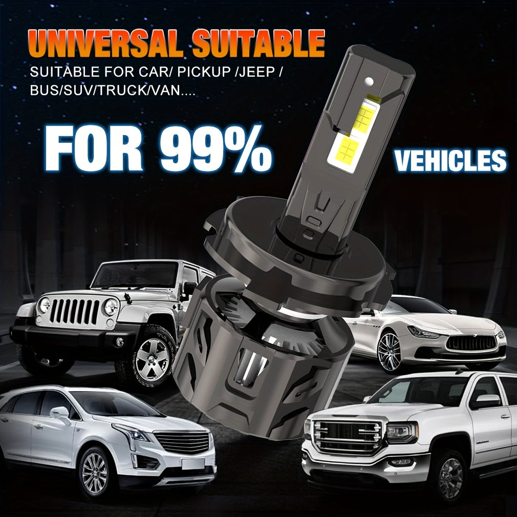 Super Bright H4 H7 H11 Car LED Bulbs, 6500K LED Headlight Bulbs, 60000LM, 800% Brightness Increase, 300W High Power, Turbo Boost Light, Canbus, High/Low Beam, Plug-and-Play Turbo Fan, 2-Pack