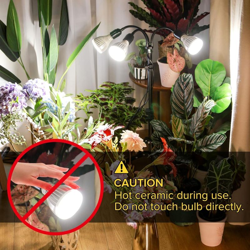 4-Piece Full Spectrum Indoor Plant Grow Light, Detachable Tripod Stand, Adjustable Height 35-64in, 128W Portable Grow Lamp for Seedlings & Potted Plants, Compatible with Indoor Grow Systems