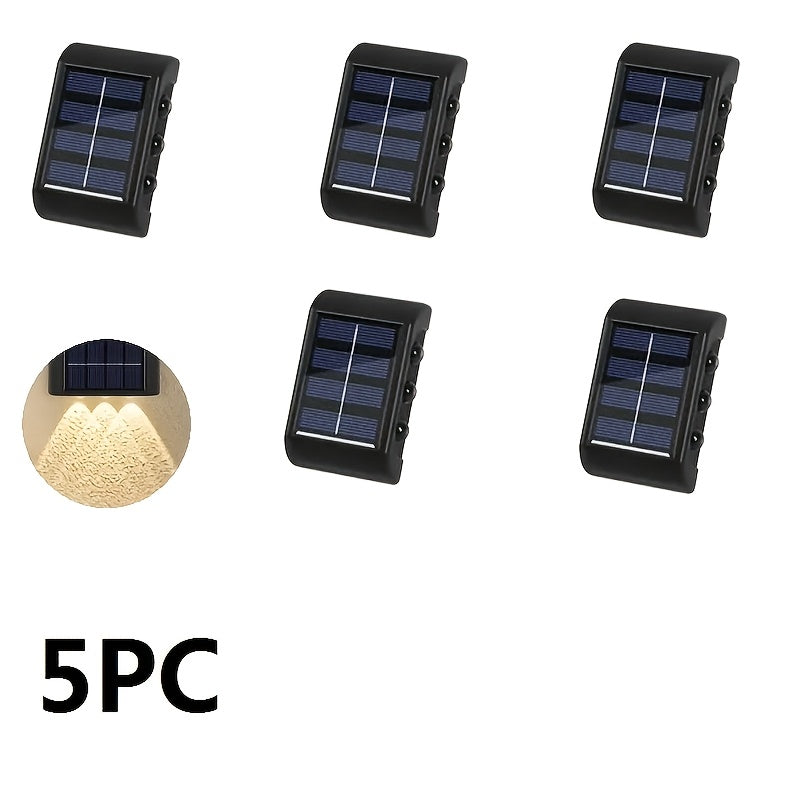 5-Piece Solar Wall Light Set, Dual Up and Down Light Source Design, Equipped with 6 LED Beads, Suitable for Ambient Lighting and Holiday Decoration in Various Scenarios such as Indoor Walls, Hallways, Outdoor Gardens, Villas