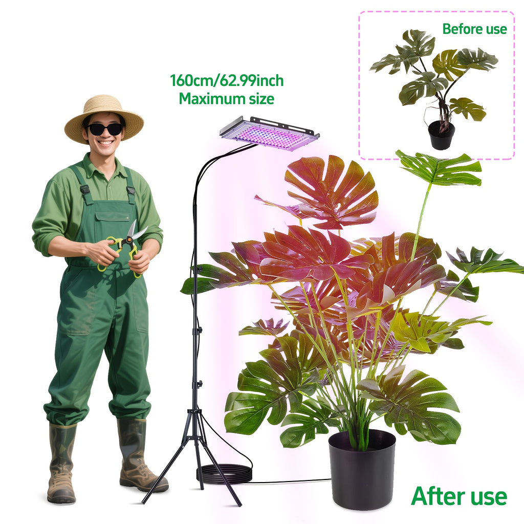USB Plant Grow Light Strip with Tripod, Sunlike Full Spectrum Grow Lamp, 360° Adjustable Gooseneck, 96/144 LED Grow Light, Supplemental Lighting for Tall Plants, Bonsai, Greenhouse, Hydroponics, Flowers and Large Area Indoor Plants