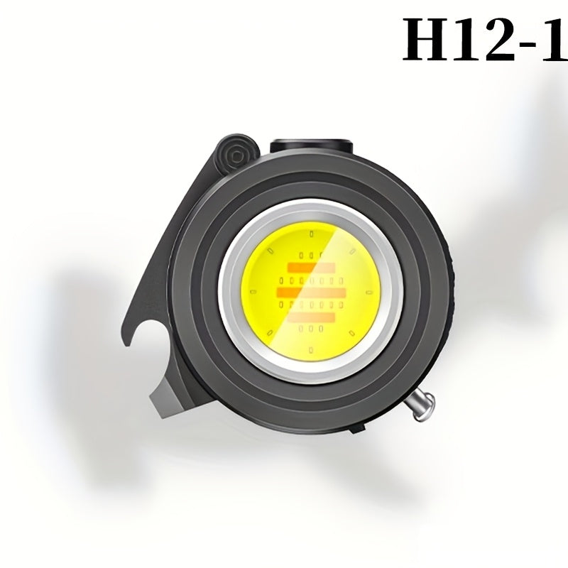 COB Keychain Work Light H12-1 180° Adjustable Flashlight With Bottle Opener & Screwdriver Type-C Charging 3 Light Modes Strong Magnetic Hat Clip Mini Size For Outdoor Adventure Emergency Use